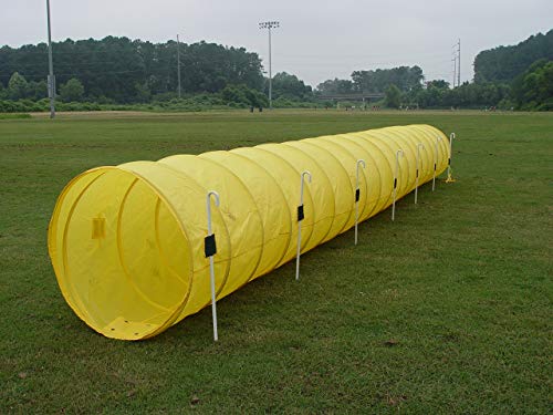 18' Dog Agility Tunnel with Stakes, Multiple Colors Available (Yellow) - color: Yellow