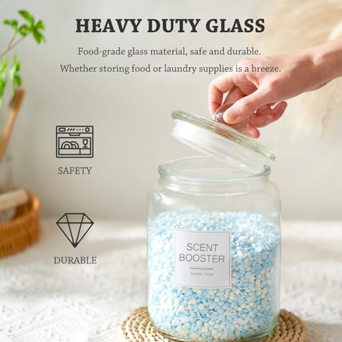 FyndraX Half Gallon Glass Jars - Large Airtight Containers with Scoop and Labels for Organization and Storage Laundry, Bath Room, Kitchen and Pantry Holder, Set of 4 - color: 4 Pack