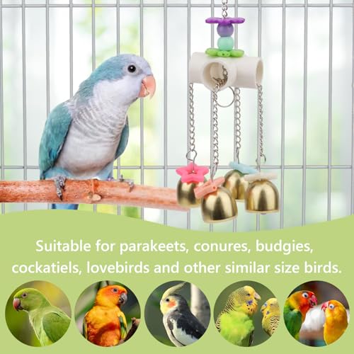 Hypeety Bird Bell Toy with Sweet Sound Cage Hanging Swing Bell for Parakeet - color: Bell Toy-4 bells