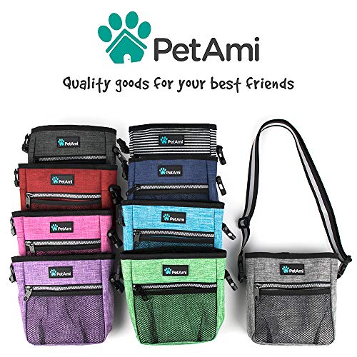 PetAmi Hands Free Dog Treat Pouch for Training and Walking, Stripes - color: Black Stripes