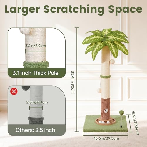 Cat Scratching Post for Indoor Large Kitten Scratch, 35" Tall