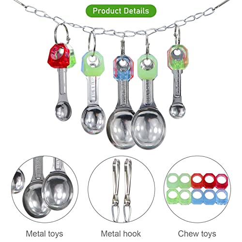 Litewoo Bird Stainless Steel Bell Toys, Safe and Stable Hanging Spoons Pipe Chew Bite Toy（E） - color: Toy E