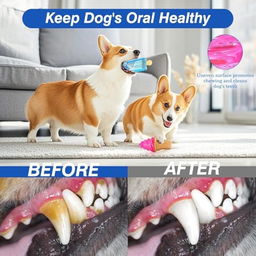 Pawaboo Dog Cooling Chew Toys, 2 Pack Freeze Pet Teething Toys for Cooling - color: Blue
