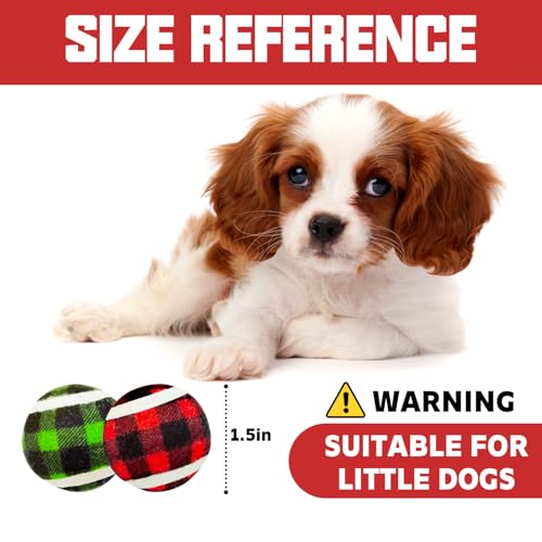 X-Small Dog Tennis Balls Dog Toys Ball 1.5" Pack of 12, Fit Ball Launchers,Dog Toys - color: Red&Green Plaid tennis balls