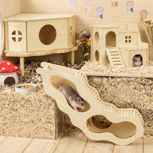 Breezehug 4 Pcs Hamster Cage Accessories Hamster Platform Toy, Spy Villa - style: Spy Villa