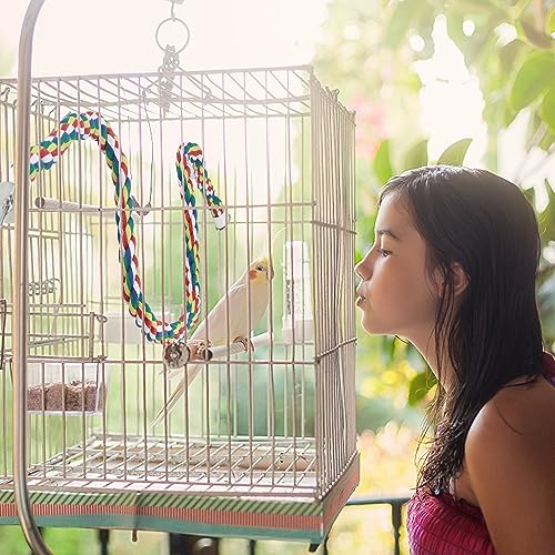 Mygeromon Bird Rope Perches Cage Climbing Accessories (41inch Metal nut)