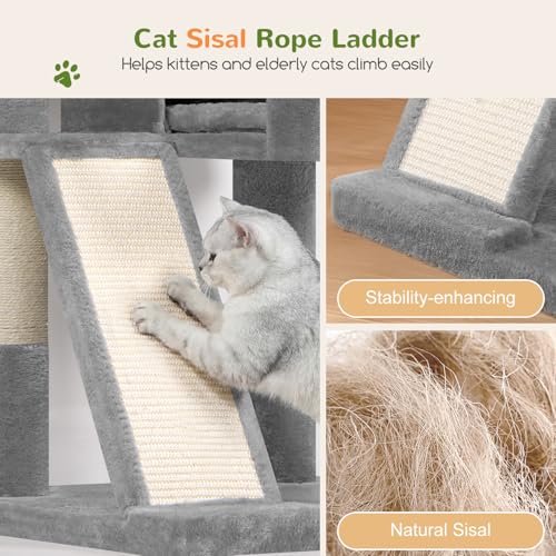 Globlazer Large Cat Tree 72in Tall Cat Climbing Tower, F72G, Light Grey - color: Light Grey
