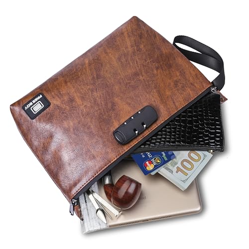 Smell Proof Bags,Odor Proof Bag/Combination Lock,Smell Odor Case Container - color: Brown