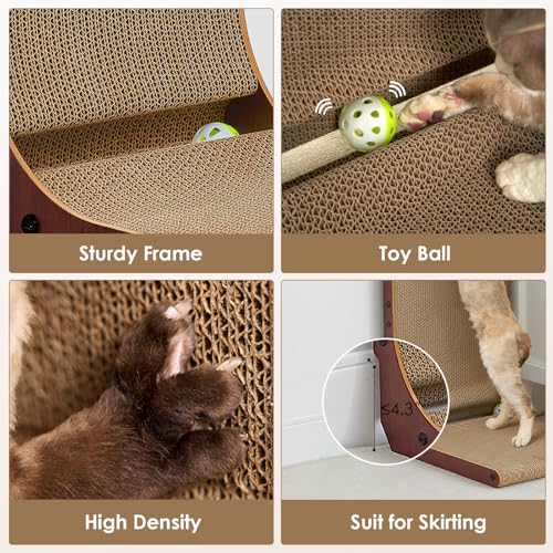 EHEYCIGA Cardboard Cat Scratcher for Indoor Cats, 19 Inch, Dark Brown - color: Dark Brown, size: 11.4x9.75x19