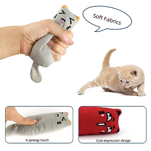 Soft Indoor Cat Toys Self Play Interactive Pillows Catnip Filled 5PCS Plush Kitten Teething Set Cute Kitty Chew Bite Resistant Cartoon Mouse Pet Supplies Gifts