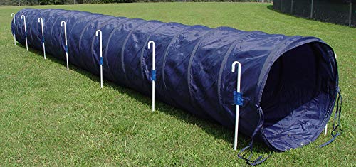 18' Dog Agility Tunnel with Stakes, Multiple Colors Available (Navy) - color: Navy