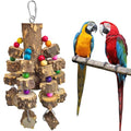 PINVNBY Large Bird Parrot Toys, Natural Wooden Blocks Chew Toy, Durable Cage Bite for African Grey Cockatoo Macaws Cockatiels Eclectus Large Medium Parrots (Small Size, Wire Link) - size: B: Wire Link, Pepper Wood