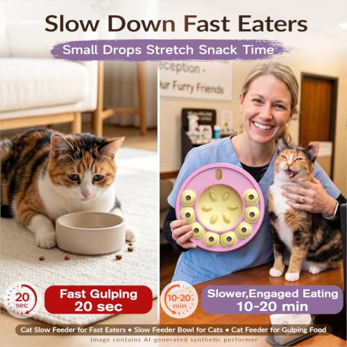 KADTC Cat Puzzle Toy, Slow Feeder, Interactive Enrichment for Indoor Cats - color: purple