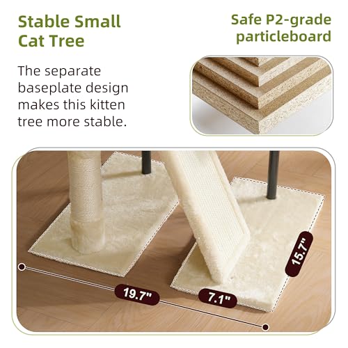 Gitelsnour Cat Tree Tower for Indoor Cats, Top Platform with Toy, GCT006SM - color: Beige, size: 47.24 inches