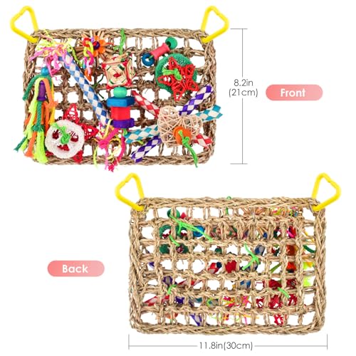 KATUMO Bird Toys, Large Bird Foraging Wall Toy, Woven Climbing Hammock Mat - color: Color