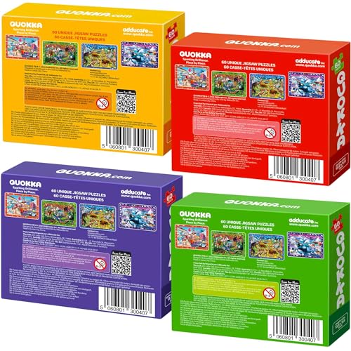 Jigsaw Puzzles for Kids Ages 4-6 - 4 x 60 Piece Kids Puzzles Ages 5-8 - color: Animals
