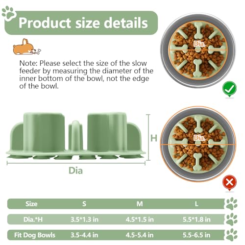 Soft Silicone Anti-Choking Puzzle Dog Bowl Insert - Anti-Slip Slow Down Eating Feeder for Regular Elevated Dog Bowls - color: Green, size: Medium