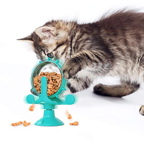 Ipetboom Cat Feeding Toy Rotating Windmill Treat Dispenser Pet Slow