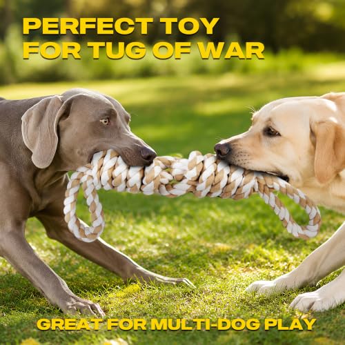 Fida Dog Rope Toys for Aggressive Chewers, Tug Toys for Large Medium Dogs - color: White-2 handles