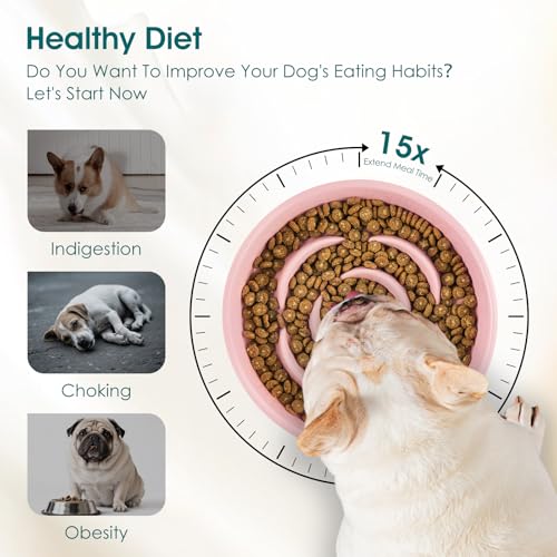 vancasso Ceramic Slow Feeder Dog Bowl, 0.6 Cup Puzzle Dish for Small Breeds - color: Pink, size: S - 0.6 Cups