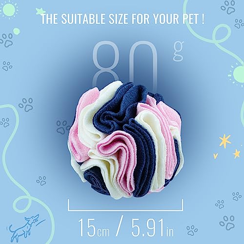 Pet Snuffle Ball, Puzzle Sniffing Interactive Dog Ball for Blind Dogs Training Stress Relief Dog Enrichment Toys Treat Machine Washable (15cm, Classic Pink Blue White) - color: Classic pink blue white, size: 15cm