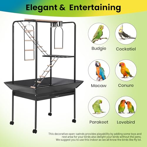 Garvee 64'' H Inch Birdcage Stand Play Center with Perches and Ladders - size: 64'' H