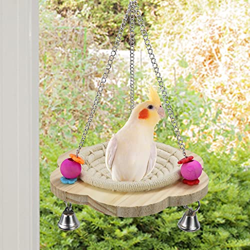 Wontee Bird Nest Parrot Breeding Nest Bed Bird Hanging Swing for Budgies Parakeets Conures Cockatiels Caique Senegal Parrot (Cotton Rope) - color: Cotton Rope