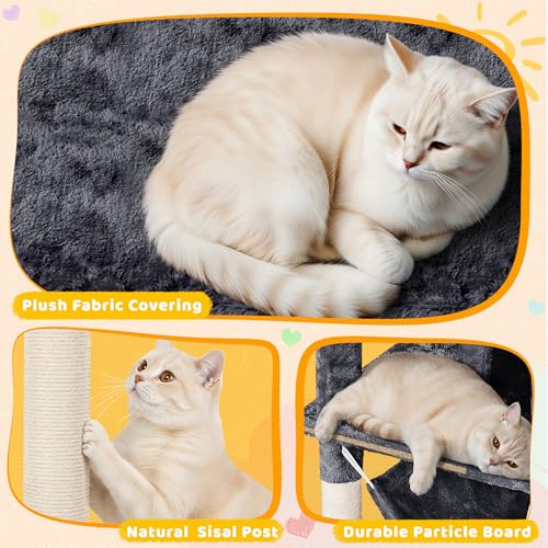 Yaheetech 67in Multi-Level Cat Tree Tower with Dangling Teaser Toys - color: Dark Gray