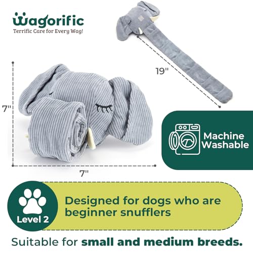 Trunk or Treat Plush Toy for Dogs, Snuffle Interactive Dog Treat Puzzle, Puppy Plush Toy, Machine Washable Dog Enrichment, Made of Recycled Materials, All Breed Sizes, Elephant - color: Elephant