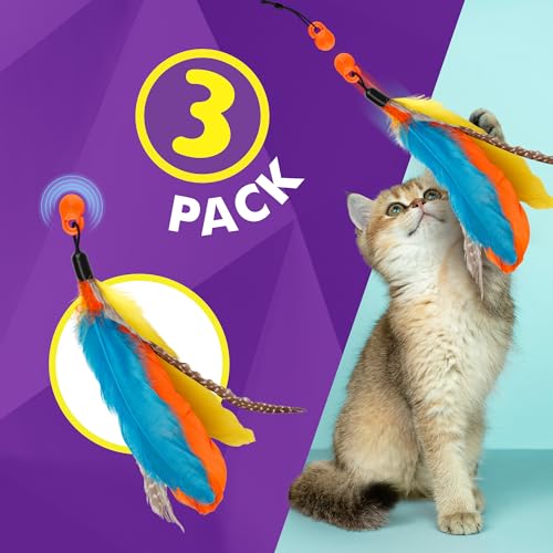 Cat Amazing Snatch Feathers Replacement Pack - 3 Magnetic Feather Attachments for The Snatch Magnetic Wand - Cat Toy Feathers – Cats Can Really Catch! - style: Snatch Feather Attachment 3-pack