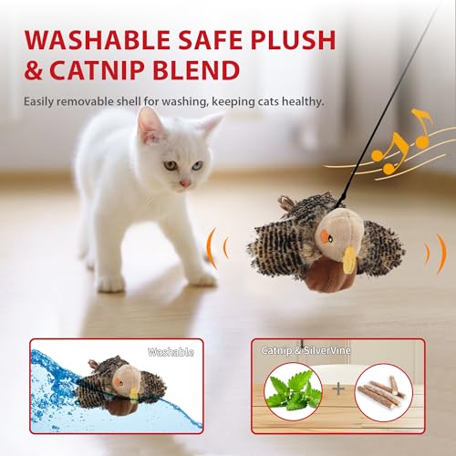 Gigwi Flappy Bird Cat Toy For Indoor Cats, Rechargeable Lifelike Interactive Flapping Bird Cat Toy Tweet, Flapping Wings & Lively Chirping, Automatic Catnip Toys For Cats Kitten, Touch Activated - color: flapping bird
