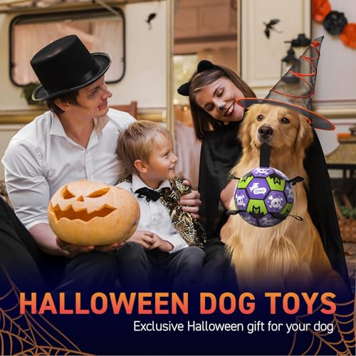 QDAN Halloween Dog Toys Balls with Straps, 8 Inch Large Dog Herding Balls - color: Halloween, size: Large Size 3 (8 Inch)