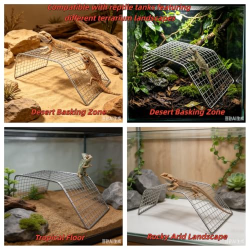 Stainless Steel Reptile Climbing Net – Basking Platform for Bearded Dragon, Leopard Gecko, Blue-Tongued Skink, Turtle – Durable Basking Rock & Ramp for Tank Accessories, Reptile Bed for Sunbathing - size: 30*10CM / 11.8*3.9IN