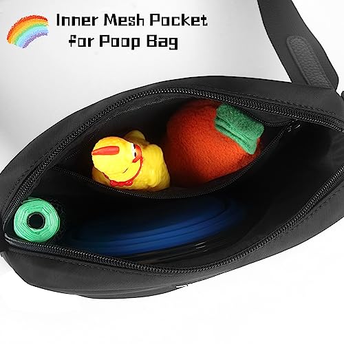 Dog Treat Pouch with Removable Small Pet Training Treat Pouches, Built-in Poop Bag Dispenser, Adjustable Shoulder Strap Cross Body Dog Walking Bag (Black) - color: Black