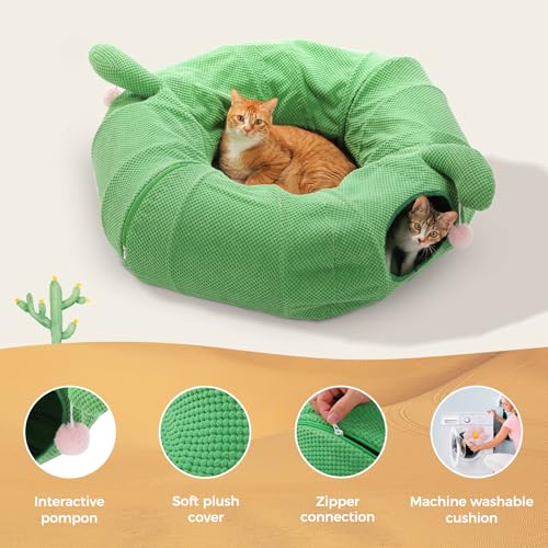 PEQULTI Flower Donut Cat Tunnel Bed Washable Plush Mat Multi for Small Pets - color: Flower