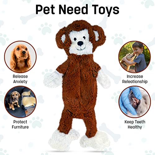 FGA MARKETPLACE Monkey Flat NO Stuffing NO Squeak Plush Dog Toy, Funny Style Will Entertain Your Pet for Hours, Recommended for Small and Medium Dog 21 INCH Long - color: MONKEY