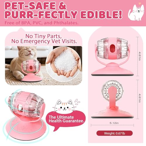Interactive Cat Treats Dispenser Toy, Puzzle Feeder Food Dispenser, Kitty Interactive Enrichment Toys, Dispensing Foods Slow Feeder National Pet Day Gifts for Indoor Cats IQ Training, Pink - color: Pink