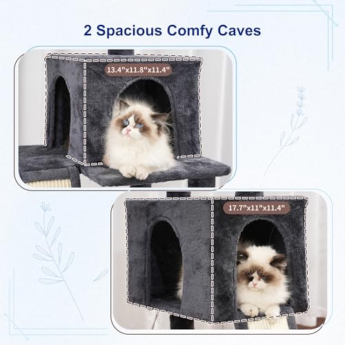 Gitelsnour Cat Tree, 71'' Tower for Large Cat with Scratching Post, GCT032G - color: Smoky gray, size: 71 inches