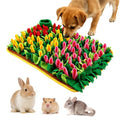 Snuffle Mat for Dogs and Small Pets, 22.8" x 15.4" Tulip Flower Interactive Foraging Feeding Mat, Portable Durable Polyester Nosework Pad, Slow Feeder Toy for Puppies, Rabbits, Cats and Hamsters