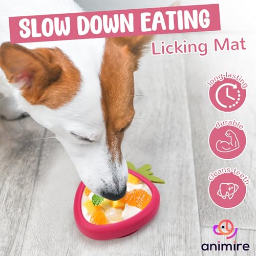 Freeze Dog Lick Bowl, Animire Non-Slip Slow Feeder Lick Mat for Dogs, Silicone Dog Enrichment Bowl for Distraction Anxiety Relief Boredom, BPA Free, Dishwasher Safe(Rose,S) - color: B- Rose, size: S