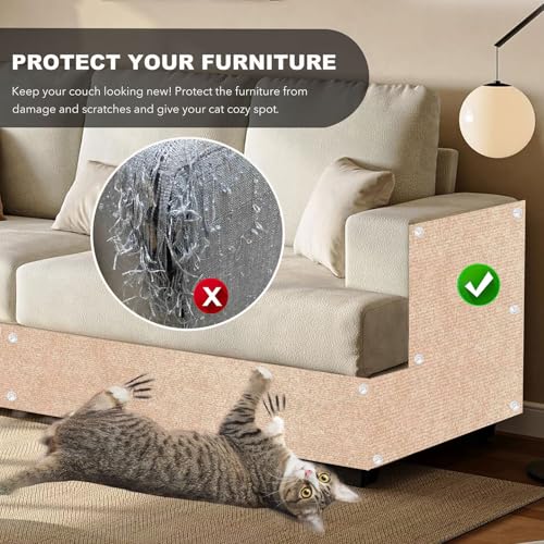 Self-Adhesive Cat Scratching Mat, Couch Protector from Cat Claws, Beige - color: Beige, size: 78.7"X15.8"
