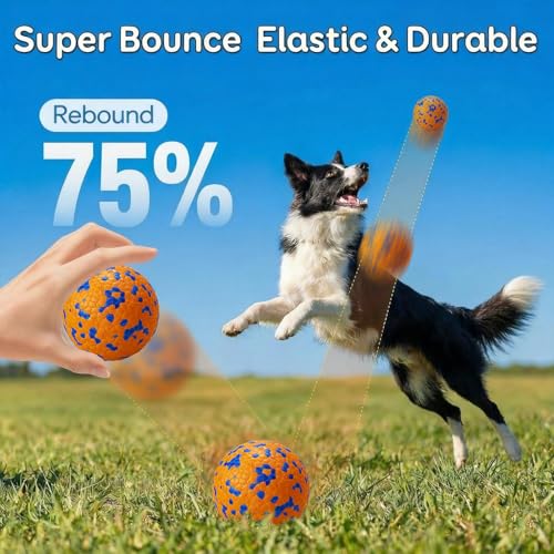 E-TPU Dog Balls, Tough High-Bounce Floating Fetch Toys, 2 Sizes - color: Blue, Orange, White & Yellow (4-Pack), size: Medium (3" diameter)