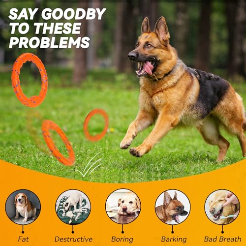 FUSOTO Dog Ring Toy, Indestructible Flying Discs for Throwing Catching - color: Orange - φ9 inches