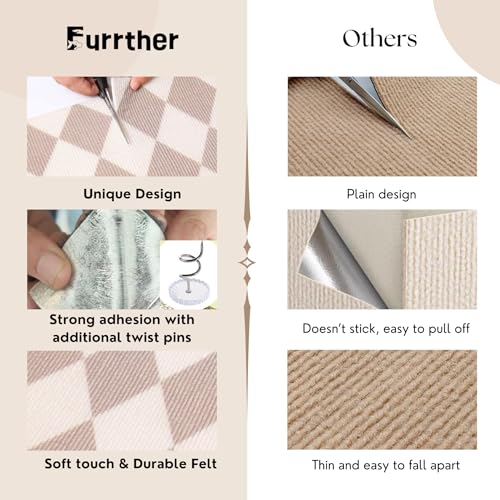 Anti-Scratch Cat Mat, Set of 2 – 39.4” x 15.8” Trimmable Self-Adhesive Upholstery Pads for Furniture, Carpet, Cat Trees, Shelves, Climbing Walls & Couch Protection (Brown Diamond) - style: Brown Diamond