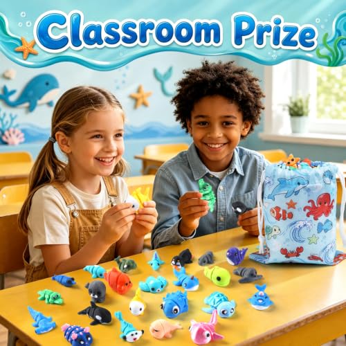 SCIONE 50 Pcs 3D Printed Sea Animals, Cute Desk Decor - style: 3D P-other-50