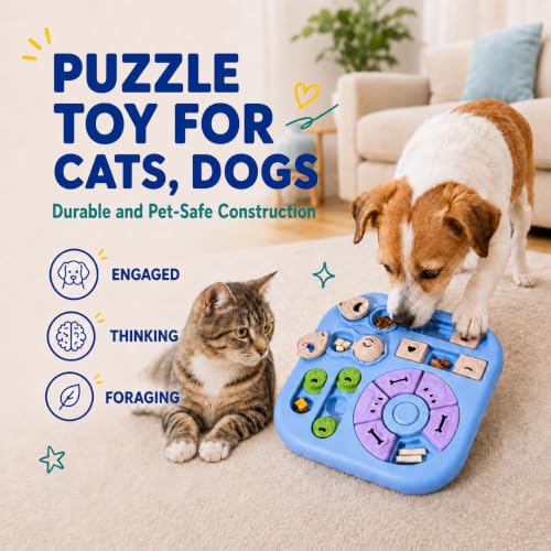 Interactive Cat Puzzle Toy, Maze Slow Feeder, 11.02in - color: light blue