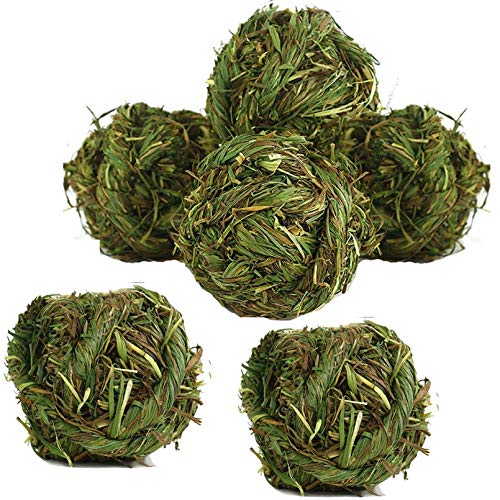 Hamiledyi Rabbit Chew Ball Timothy Grass Grinding Bunny Chew Toys 6PCS - size: 6 PCS grass ball
