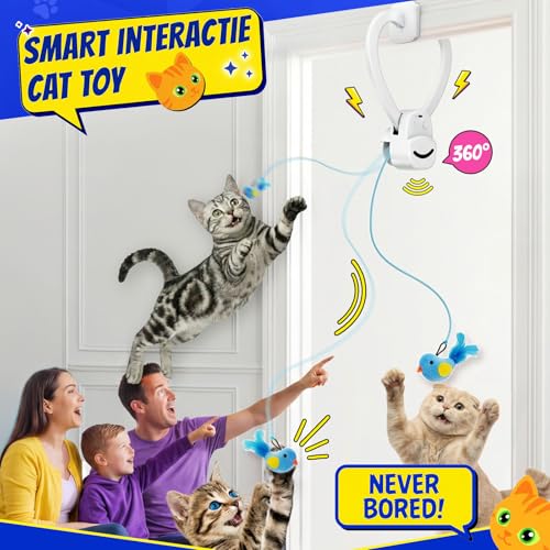 CATPICK Interactive Doorway Cat Toy, No-Adhesive Clip-On for Indoor Cats - color: White