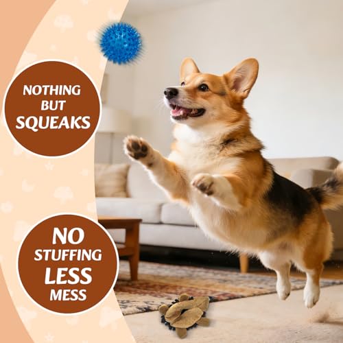 2-in-1 No-Stuffing Hedgehog Dog Toys 5 PCS, Squeaky Ball for Throwing Play - style: Hedgehog 5pack