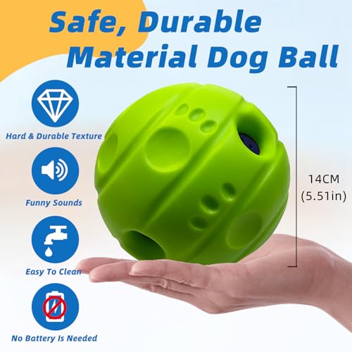 Dog Toys Ball, Interactive, XL, 5.51 in (14 cm) - color: No Paint, size: XL 5.51 in (14 cm)